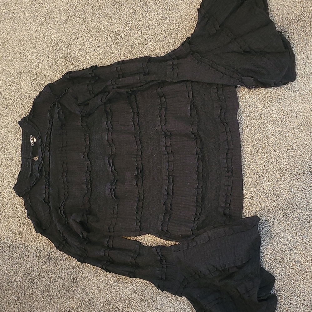 Venus black ruffle bell sleeve top